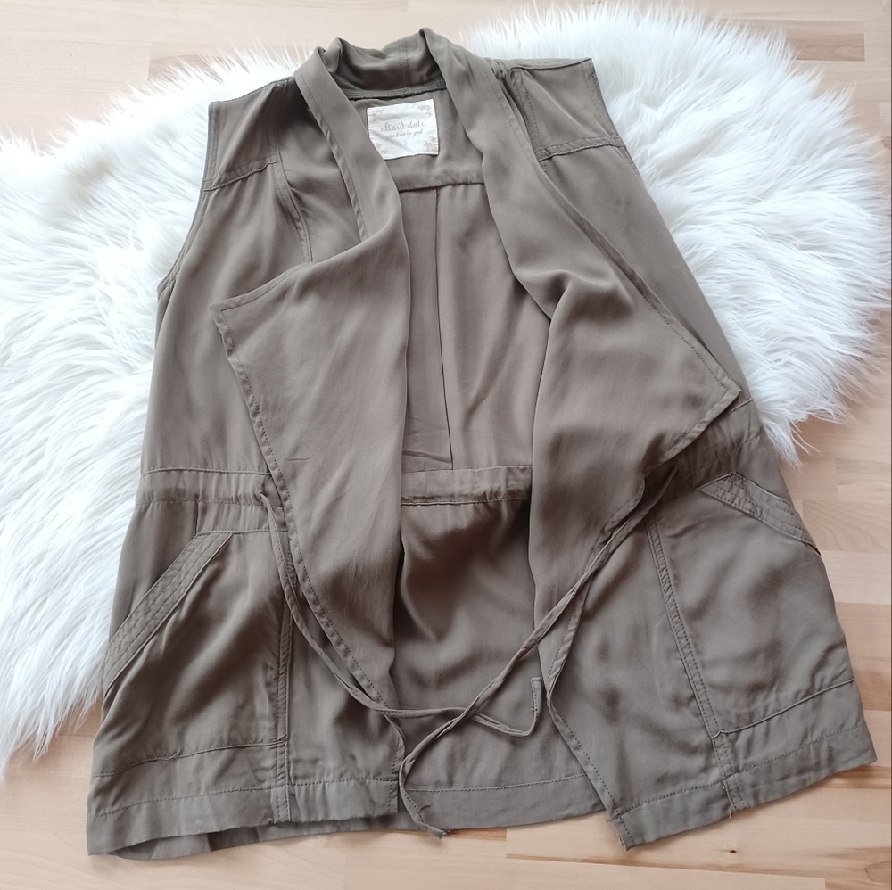 {Altar'd State} Olive Green Drawstring Vest - Picture 2 of 8